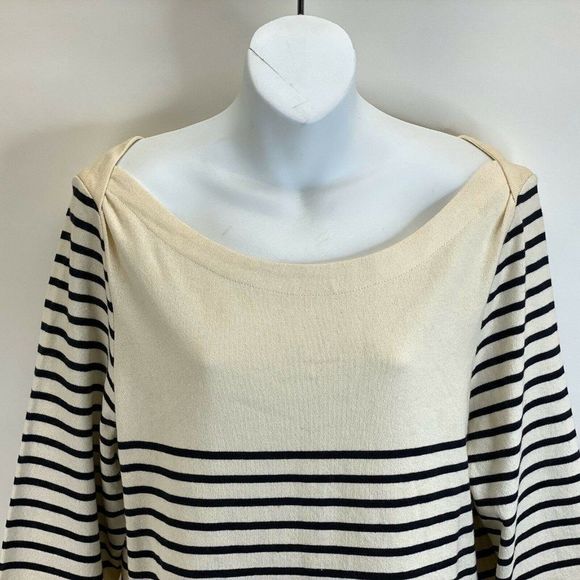 Allihop Black Ivory Stripe Long Sleeve Shift Dress - Picture 2 of 5